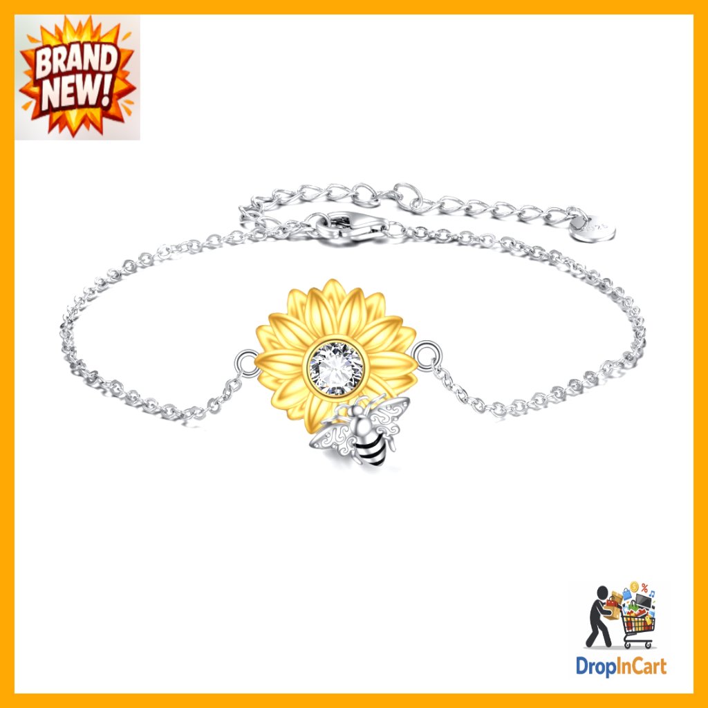 Sterling Silver Double Layered Chain Bracelet Adjustable Bee Charm Elegant